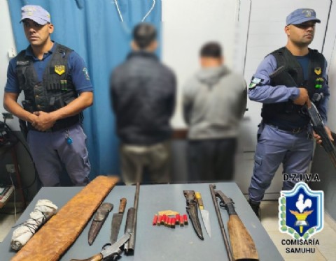 Secuestran escopetas y cartuchos tras un operativo en una zona rural de Samuhú