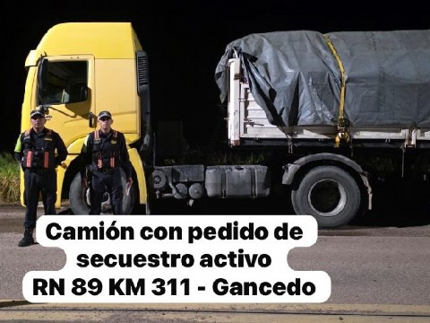 Demoraron un camión que presentaba pedido de secuestro en Gancedo