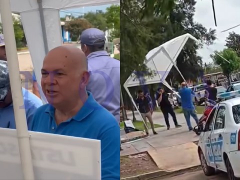 VIDEO | ¿Dueño de San Martín? Aldo Leiva intentó evitar una actividad de campaña de La Libertad Avanza