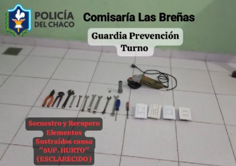 Las Breñas: recuperan herramientas y objetos robados en el barrio Hipólito Irigoyen