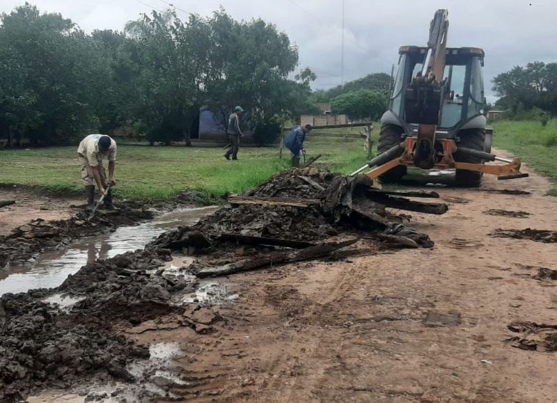 La Municipalidad intensifica trabajos de limpieza y desobstrucción tras las fuertes lluvias en Colonia Elisa