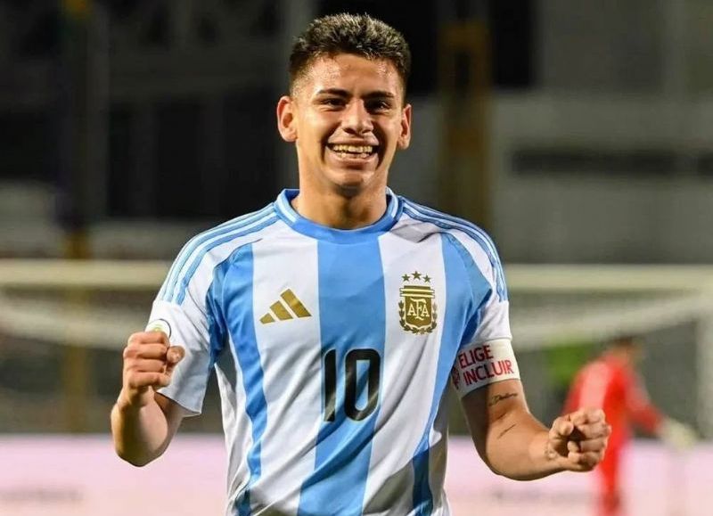 Doblete del "Diablito" Echeverri para la goleada de Argentina sobre Brasil en el Sudamericano Sub 20
