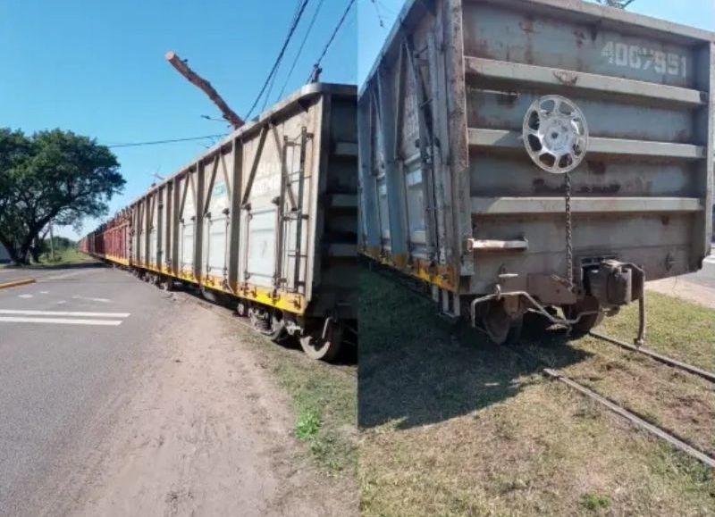 Descarriló parte del tren de cargas en Fontana