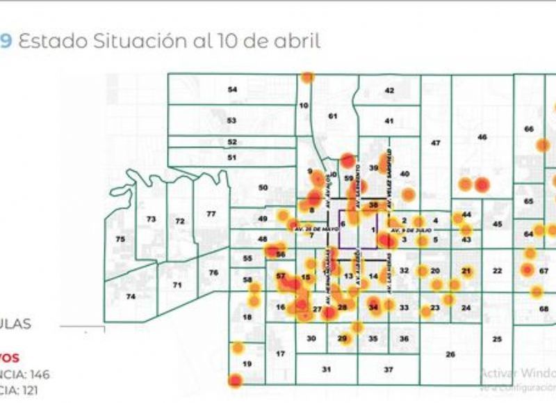 El mapa del Covid 19 en el Chaco 105 son del sistema de Salud